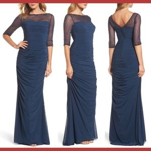 NWT $468 La Femme Embellished Mesh Ruched Jersey Gown [SZ 6‎ ]